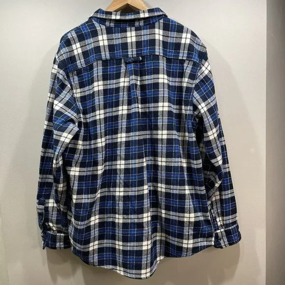ORVIS Mens XXL Blue Plaid Long Sleeve Heavyweight Button Up Flannel Shirt Jacket - Picture 10 of 11